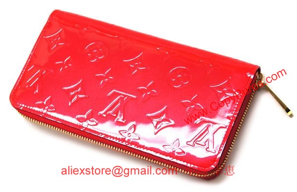 ルイヴィトン　LOUIS VUITTON　ヴィトン　財布　LV　ヴェルニ　ラウンドジップ長財布　ジッピーウォレット　ルージュグレナディン　M91732